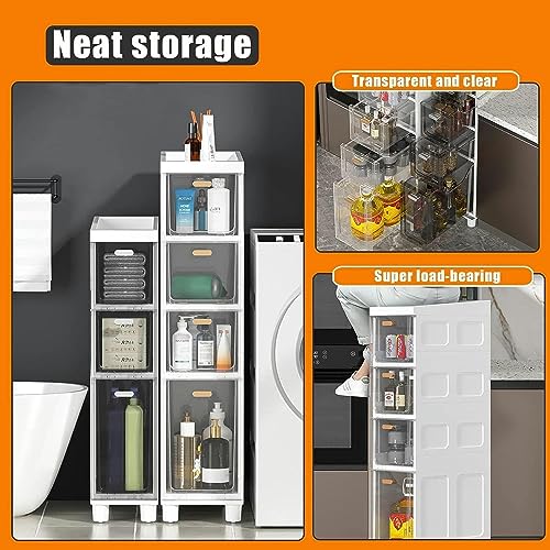 OPSREY 3/4/5-Drawer Mobile Storage Cabinet, Bathroom Storage Cabinet for Small Spaces, Over The Toilet Storage Cabinet for Skinny Bathroom Storag