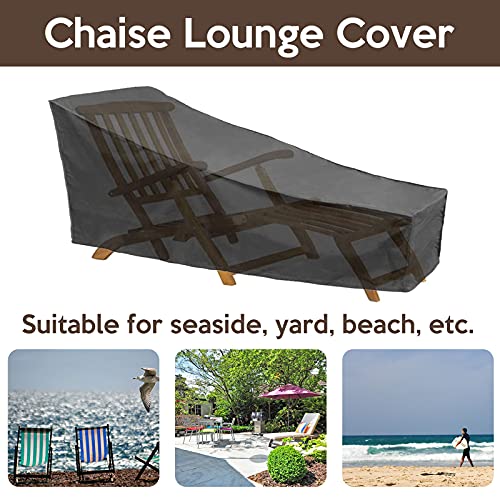 WorthPlanet Sun Lounger Cover 420D Oxford Fabric Garden Sunbed Cover 208 x 75 x 40/80cm Waterproof Patio Chaise Lounge Cover for Outdoor Garden Y