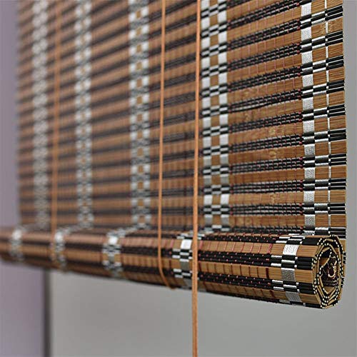 LJA Outdoor Carbonized Bamboo Roller Blind Greenhouse Shutters, Sunscreen UV Protection, Indoor Outdoor Patio Gazebo Pergola Porch Garden Awnings