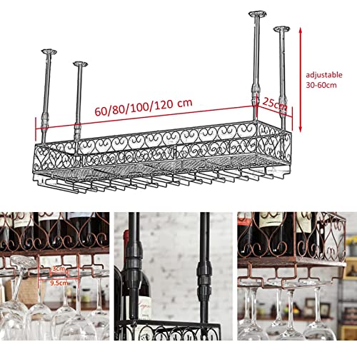 EYLINK Ceiling Wine Rack, Vintage Wine Bottle Rack, Wall Mounted Display Wine Rack Floating Shelf, Adjustable Height (Size : 100CM)