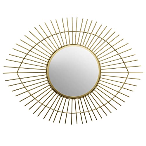 Kusso Gold Metal Eye Shaped Wall Mirror for Bathrooms Bedrooms Living Rooms or Hallways