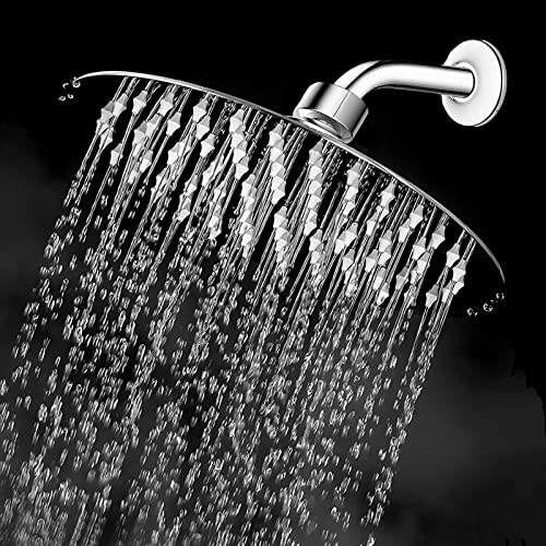 Rain Shower Head, Katezon High Pressure Rainfall Showerhead Stainless Steel, Bathroom Waterfall Shower Universal Wall Ceiling Mount (8'', Chrome)