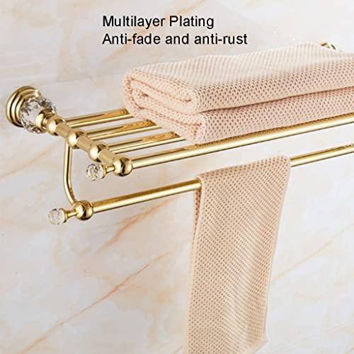 HIGOH Towel Racks, Bathroom Towel Rack Wall Mounted Towel Holder,European-Style Crystal Towel Rack,Bathroom Storage Towel Holder,Stainless Steel