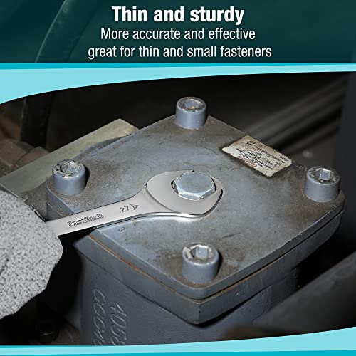 DURATECH Double Open End Spanner Set, Super-Thin Open Ended Wrench Flat Spanner Set for Narrow Space, Carbon Steel, Mirror-Chrome Plated, 8-Piece