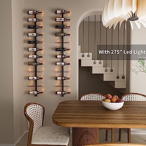 Sonyabecca LED Wall Mounted Wine Racks: Detachable12 Bottle Wine Holder - DIY 1/2/3/4 Wine Shelf for Kitchen Bedroom Wine Cellar Bars