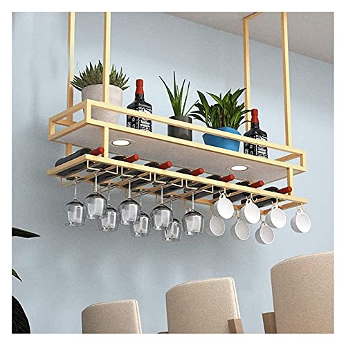 SUCHETA Hanging Wine Rack with Glass Holder and Shelf, Upside Down Wine Glass Rack, Hanging Wine Cabinet Wine Rack, Hanging Racks, Decorative Sto