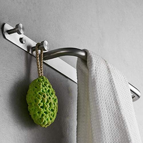 HIGOH Towel Rack Hanger Rack Stainless Steel Hooks Wall Towel Bar Kitchen Towel Holder Rack with 2 Hooks Bathroom Wall Mounted Hooks Bathroom Har