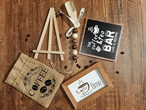 XiA MiLL 5P Coffee Bar Sign Décor, coffee table décor, Coffee Decor for Coffee Bar Accessories,Coffee Bar Tiered Tray Decor,Coffee Lover Gift