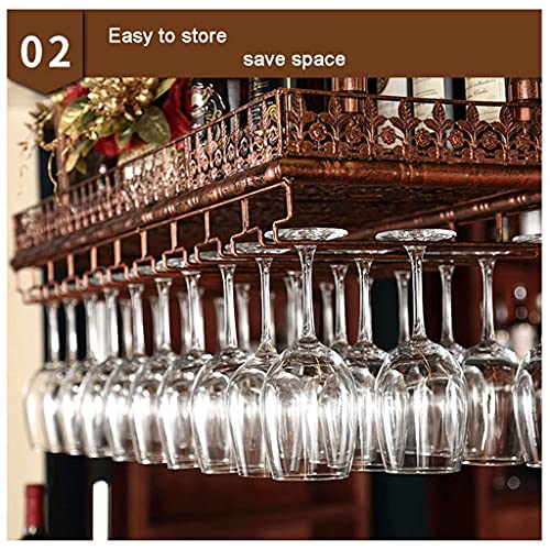 OUSIKA Wine Racks,Ceiling Mounted and Glass Holder, Metal Industrial Shelf Storage for Wall, Hanging Wine Glass Rack Holder for Bar Home Café