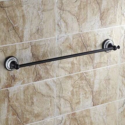 Ceramic Towel Bar Single Bar Matte Black Bronze Antique Bathroom Copper Bathroom Wall Towel Rack 60Cm/B