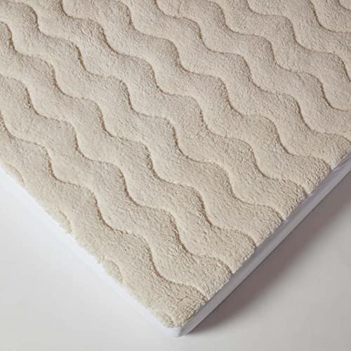 HOMESCAPES 160 x 200 cm Euro King Size Deep Quilted Fleece Mattress Topper 320 GSM Super Thick Protector with Cosy Teddy Sherpa Top 30 cm Deep St