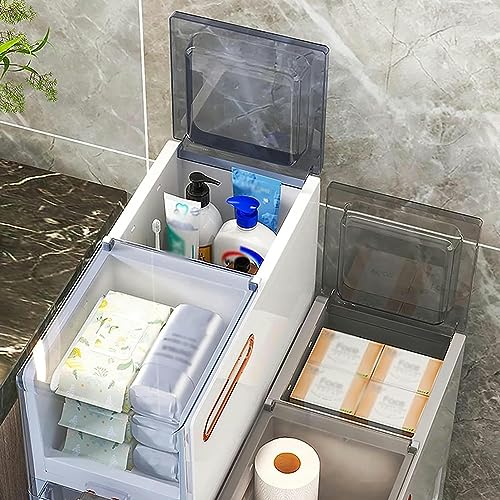 OPSREY Narrow Plastic Floor Bathroom Storage Cabinet Holder Organizer with Wheels, Multi-Purpose Storage Cabinet Unit for Living Room, Bedroom, K