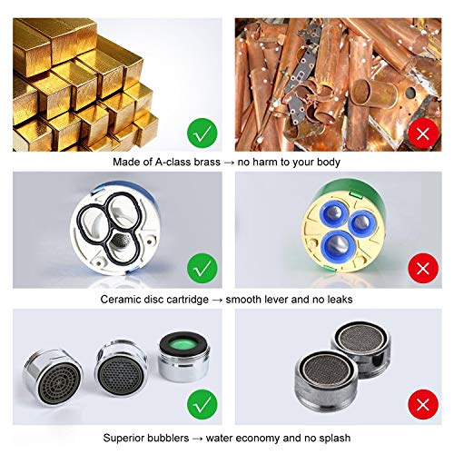 Kitchen Sink Mixer Tap Single Lever with Long Swivel Spout Monobloc Faucet Solid Brass Body Chrome