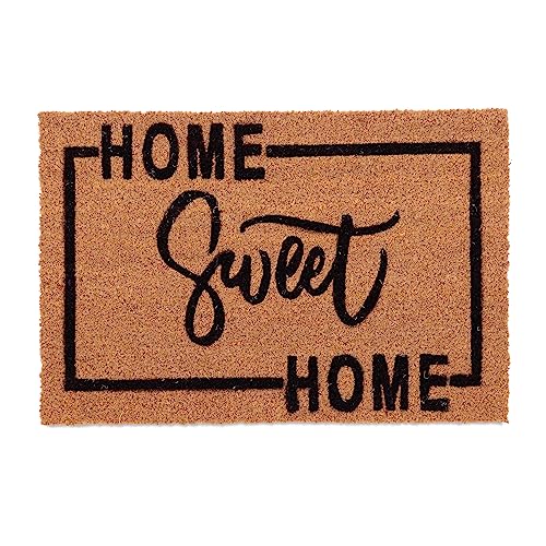 Relaxdays Coir Doormat, 80% coconut 20% plastic, Natural/Black, 60 x 40 cm