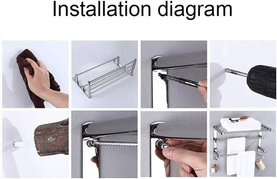 Home Bath Towel Rack, Heavy Duty Stainless Steel Towel Shelf for Bathroom, Wall Mount Towel Racks for Bathroom Brushed Nickel Finish