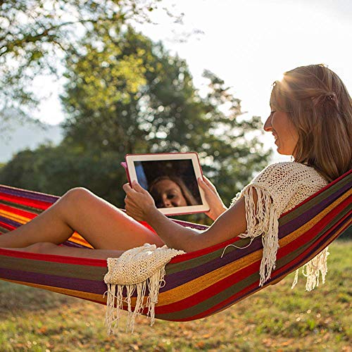 KEPEAK Outdoor Cotton Hammock, Widening and Thickening Portable with Carrying Bag for Backpacking, Camping, Backyard, Garden, Red