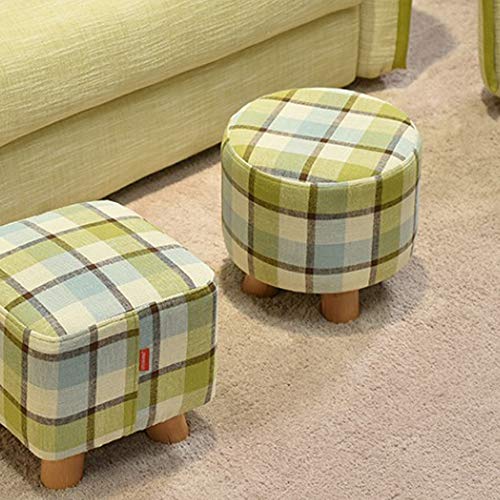 LHTCZZB Movable Removable and Washable Non-slip Load-bearing Stool Beech Wood + Cotton and Linen Low Stool Suitable for Adult Household Living Ro