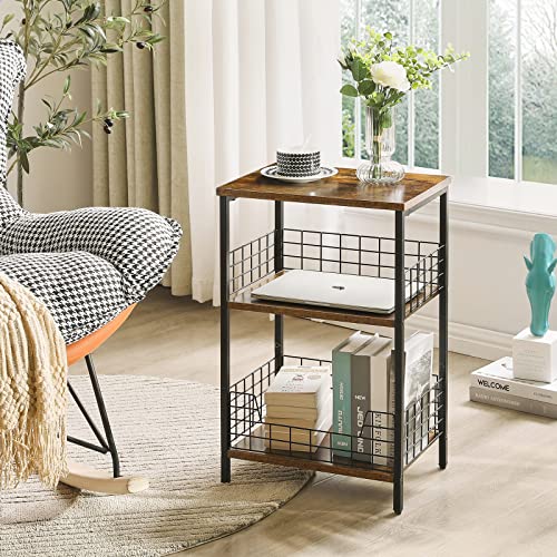 YMYNY 3 Tier End Table with Storage Rack, Side Table Small Nightstand, Coffee Table, Industrial Style, Small Table in Living Room and Bedroom, 40