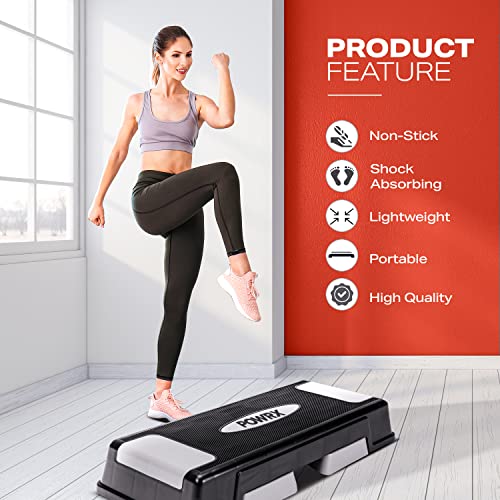 POWRX aerobic stepping board 12/17/24cm (3 levels) I Stepper height-adjustable and non-slip for Aerobics, Gymnastics and Fitness I Home Step Step