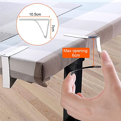 4pcs Table Cloth Cover Clips, Stainless Steel Table Cloth Cover Clamps Table Cloth Clips Large Triangular Anti-Slip Tablecloth Holder Clamps for