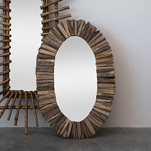 Creative Co-Op Coastal Oval Driftwood Framed, Natural Wall Mirror