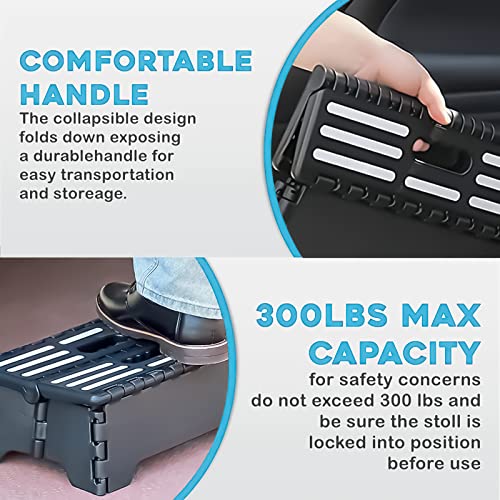 Folding Step Stool 5 Inch, Portable Step Stool for Adults with Handle, Foldable Stepstool for Kids Elderly, Suitable for Kitchen, Bathroom, Toile