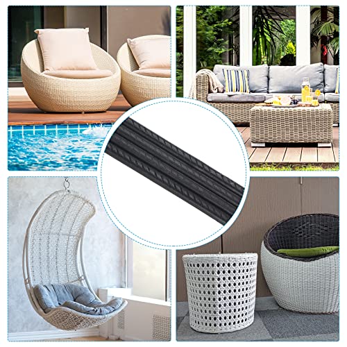 PATIKIL Wicker Repair Kit, Flat Synthetic Rattan Material for Garden Patio Furniture Replacement DIY Chair Sofa Table, Black