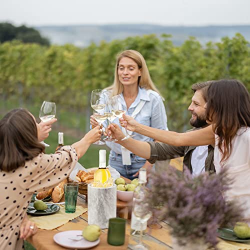 Flexzion Kitchen Tool Crock Utensil Holder and Wine Cooler Chiller, Natural White Marble 5" x 7" Inch, Unique One-Of-A-Kind Pattern Stone Contain