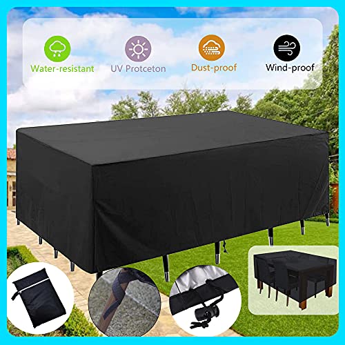 LIUWEIER Garden Furniture Cover, Outdoor Windproof Waterproof Table Cover Heavy Duty 420D Oxford Fabric Patio Covers Dust for and Chair Rattan So