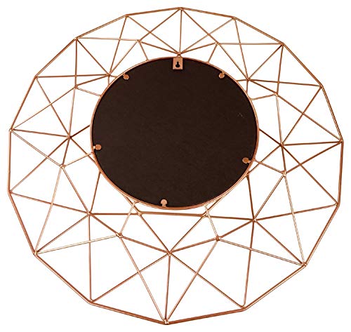 Cherish Home Rose Gold Geometric Round Contemporary Modern Wire Wall Mirror