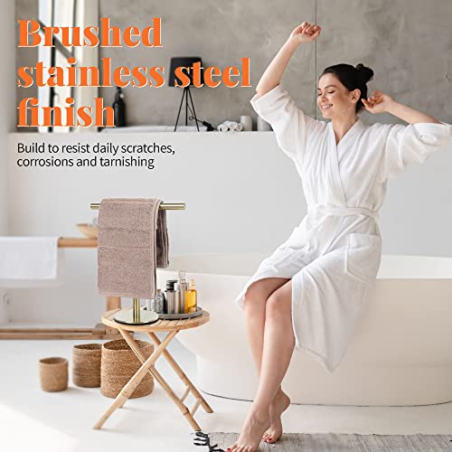 Bath Hand Towel Holder Standing, T-Shape Towel Bar Rack Stand, SUS304 Stainless Steel Brushed Finish,Tower Bar for Bathroom Kitchen Vanity Counte