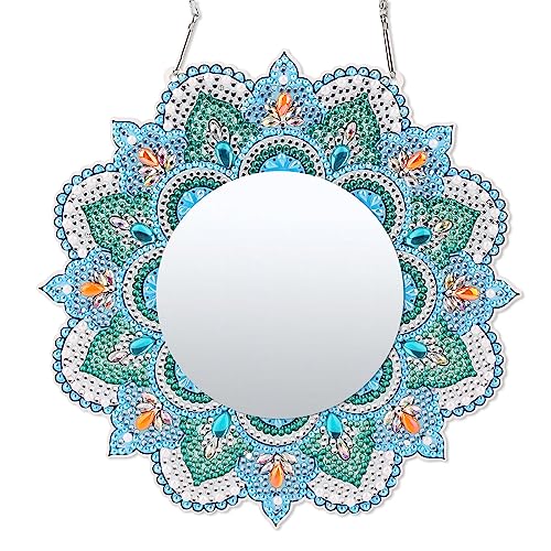 SAVITA Diamond Painting Mirror Kits, Mandala Style Diamond Art Makeup Mirror Diamond Painting Makeup Mirror Painting Mirror for Girls Women Arts