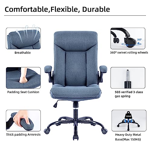 MZLEE Executive Office Chair, Ergonomic Computer Desk Chair Swivel Work Chair with Flip-up Armrest, Adjustable Height, Comfortable for Office Hom