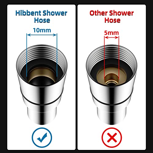 Hibbent 16mm (Outer)/10mm(Inner) Large Bore Shower Hose 1.5m(59") -Supper Low Water Pressure Boosting Shower Hoses with Chrome, Universal Anti-Ki
