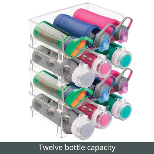 mDesign Stackable Water Bottle Holder - Refreshing Water Bottle Storage - 3 Bottles x 4 Racks for Water, Juice, Sodas, Et in Your Fridge, Pantry