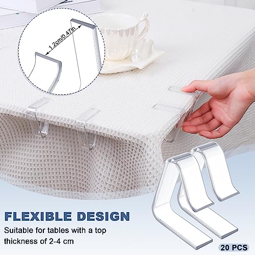 FRIUSATE 20Pcs Plastic Tablecloth Clips Transparent Table Cloth Clip Clear Tablecloth Weight for Outdoor Picnic Tables Table Cloth Holder Table C