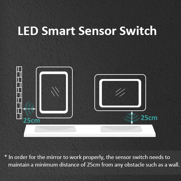 EMKE 700 x 500mm LED Illuminated Bathroom Mirror with Shaver Socket | Sensor Switch | Demister Pad, Wall-Mounted Vanity Multifunction Mirror, Ene