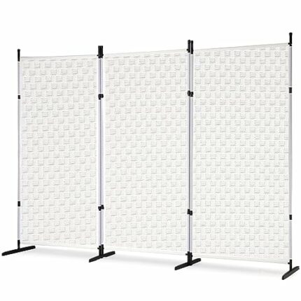White Room Divider Wall Dividers for Rooms 3 Panel Folding Privacy Screens Indoor Partitions and Deviders Freestanding Portable Changing Separtio
