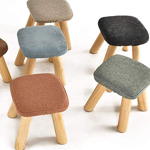 LUKEO Wooden Bench -square Solid Wood Fashion Square Stool Fabric Sofa Stool Chair Household Coffee Table Stool (Color : D)