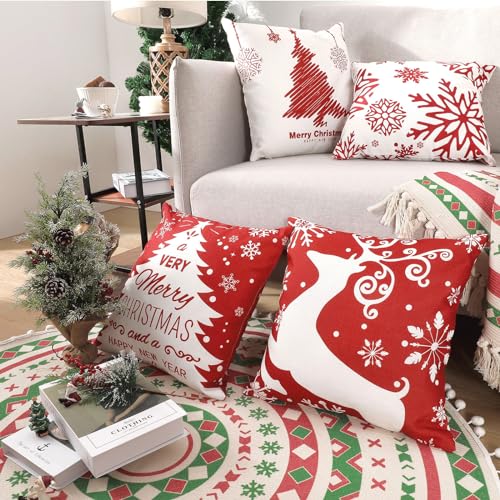 Homodeco Set of 4 Outdoor Cushion Covers Waterproof 45 x 45 cm, Decorative Outdoor Waterproof Cushion Breathable Retro Letter for Patio Garden Fa