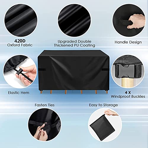 Garden Furniture Cover,170X120X74cm Garden Table Cover 420D Heavy Duty Oxford Polyester Outdoor Patio table Covers Rectangular Cover Windproof,Wa