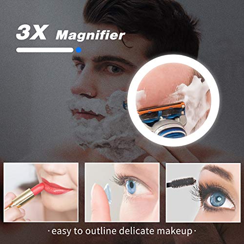 ELEGANT Illuminated LED Bathroom Mirror with Lights and Shaver Socket Magnifying Mirror 500 x 700 mm Button Switch