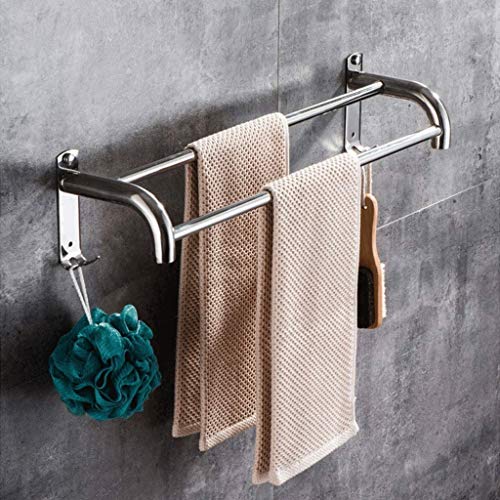 N/A Double Towel Bar Stainless Steel Bathroom Kitchen Towel Holder Dual Towel Rod Rustproof Wall Mount Towel rack
