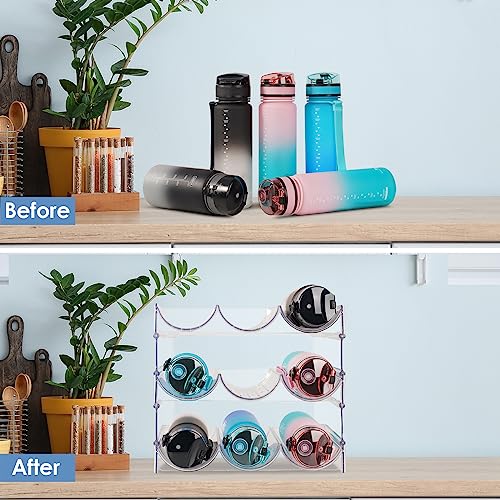 JIIKOOAI 3PCS Stackable Water Bottle Organizer, Home Plastic Storage Wine Bottles Holder Water Bottle Storage Rack stand for Cupboard Kitchen Cou