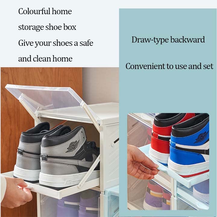 MOSGAT Shoe Boxes Clear Plastic Stackable Large 3 Pack,Clear Shoe Boxes Stackable,Plastic Shoe Boxes with Push-Pull Style,Shoe Rack Shoe Organize
