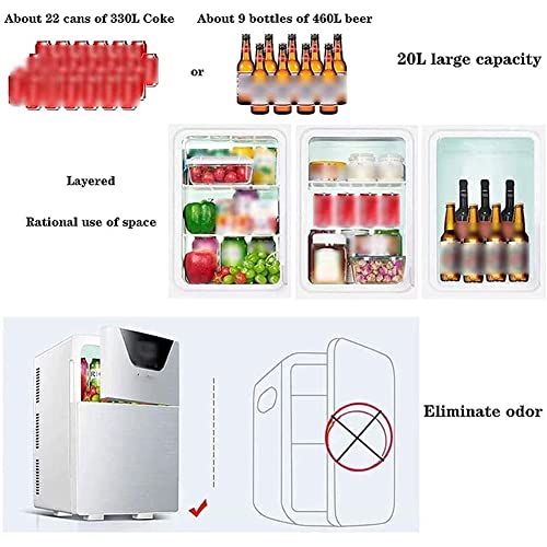 SXxingkong Bedroom Mini Fridge 20L with Digital Display,Small Car Fridge Portable Cooler and Heater AC/DC Powered for Skin Care, Food, Car, Trave