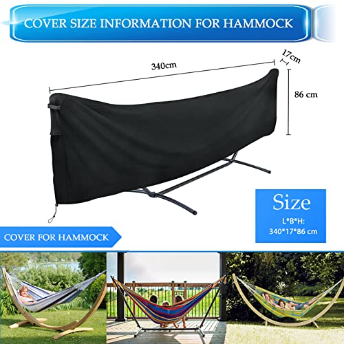 Hammock Cover 340 x 17 x 86 cm, 420D Heavy Duty Oxford Fabric Full Cover, Suitable for Outdoor Garden Hammocks and Double Hammocks with Stand and