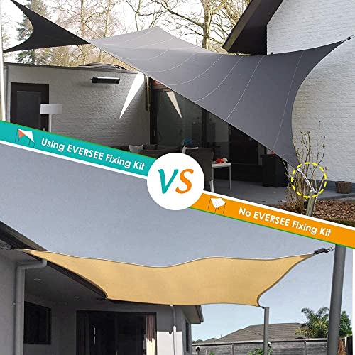 EVERSEE Sun Shade Sail Fixing Kit - Sail Shade Hardware Kit 304 Stainless Steel, Sun Shade Sail Hardware Kit for Garden Rectangle/Square, Heavy D