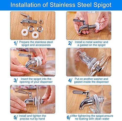 QINGHEC 1 Pcs 5/8 Inch Glass Drink Dispenser Tap, 304 Stainless Steel Dispenser Faucet, Drink Dispenser Spigot for Hot Cold Water Beer Wine Juice