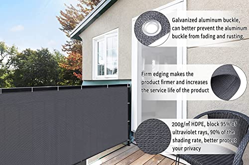 KAHEIGN Balcony Privacy Screen, 0.9m x 5m Patio Privacy Protective Screens 200g/m² HDPE 95% UV Block Porch Privacy Fence Cover for Backyard Deck